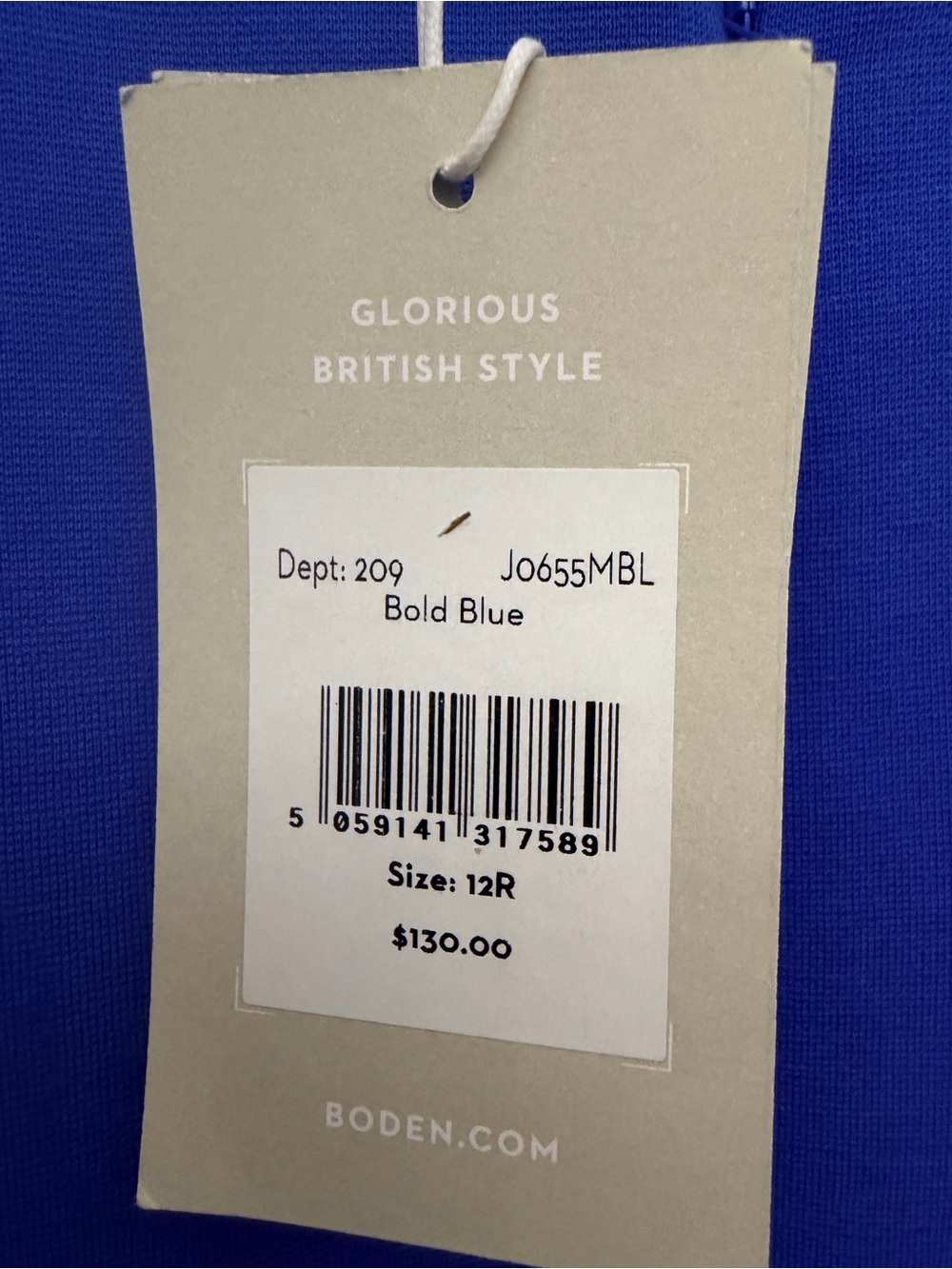 Boden Blue Midi Dress with Black Trim - Picture 8 of 10